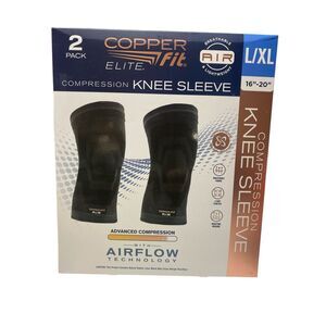 Elite Copper Fit Knee Compression Sleeve Flexible L/XL 16"-20", 2-PACK